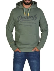 DENIMFY Kapuzenpullover Herren Hoodie DFArno Regular Fit Longsleeve Sweatshirt Dunkelgrün/Grün