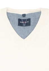 MARVELIS V-Ausschnitt Pullover Casual Fit Wollweiß