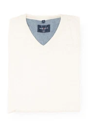 V-Ausschnitt-Pullover Pullover - Casual Fit - V-Ausschnitt - Einfarbig - Wollwei