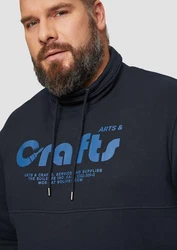 s.Oliver Sweatshirt mit Frontprint und Snood-Kragen Hellblau/Dunkelblau/Blau/Grau