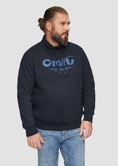 s.Oliver Sweatshirt mit Frontprint und Snood-Kragen Hellblau/Dunkelblau/Blau/Grau