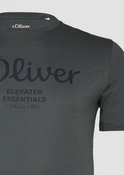s.Oliver T-Shirt mit Logo-Print Dunkelgrün/Silber/Braun