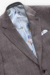 Next Sakko Strukturierte Regular Fit Paspelierte Anzugweste Grau/Braun/Hellblau