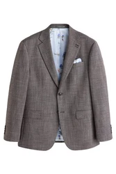 Next Sakko Strukturierte Regular Fit Paspelierte Anzugweste Grau/Braun/Hellblau