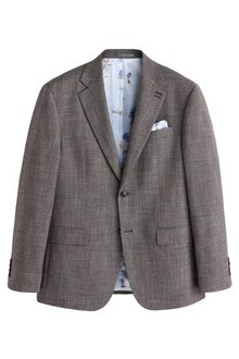 Next Sakko Strukturierte Regular Fit Paspelierte Anzugweste Grau/Braun/Hellblau Next Sakko Strukturierte Regular Fit Paspelierte Anzugweste Grau/Braun/Hellblau