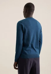 seidensticker Strickpullover Rundhals Dunkelblau/Blau/Türkis