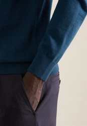 seidensticker Strickpullover Rundhals Dunkelblau/Blau/Türkis