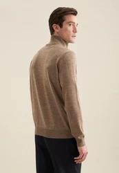 seidensticker Strickpullover Langarm Stehkragen Uni Braun/Khaki/Beige