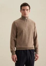 Strickpullover Langarm Stehkragen Uni