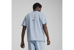PUMA T-Shirt BMW M Motorsport Essentials+ Logo Herren Blau/Hellblau/Grau