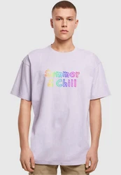 Merchcode T-Shirt Merchcode Herren Summer And Chill Rainbow Heavy Oversized Tee Lila/Rosa