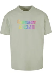 Merchcode T-Shirt Merchcode Herren Summer And Chill Rainbow Heavy Oversized Tee Regenbogen