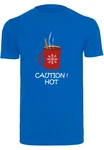 Merchcode Herren Caution Hot T-Shirt Round Neck Hellblau/Braun/Blau