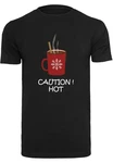 Merchcode Herren Caution Hot T-Shirt Round Neck Beige/Braun/Dunkelbraun/Schwarz