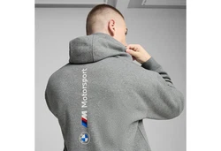 PUMA Sweatjacke BMW M Motorsport Essentials+ Fleecejacke mit Kapuze Herren Hellgrau/Dunkelgrau/Grau