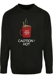 Merchcode Longsleeve Caution Hot Oversized Cut Schwarz/Beige/Braun/Dunkelbraun