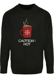 Merchcode Longsleeve Caution Hot Oversized Cut Schwarz/Beige/Braun/Dunkelbraun
