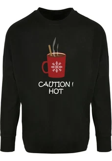Merchcode Longsleeve Caution Hot Oversized Cut Schwarz/Beige/Braun/Dunkelbraun