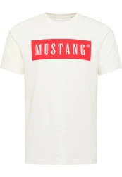 MUSTANG Kurzarmshirt T-Shirt Rot/Weiß