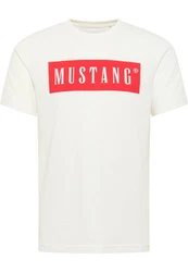 MUSTANG Kurzarmshirt T-Shirt Rot/Weiß