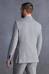 Next Baukastensakko Slim-Fit Signature Tollegno Anzugsakko Grau/Hellgrau
