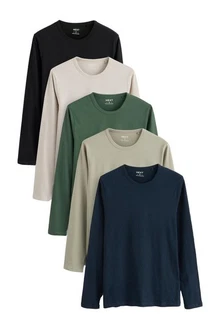 Next Langarmshirt Shirts (5-tlg) Dunkelblau/Khaki/Beige/Dunkelgrün Next Langarmshirt Shirts (5-tlg) Dunkelblau/Khaki/Beige/Dunkelgrün