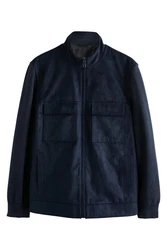 Next Kurzmantel Jacke aus Velourskunstleder Dunkelblau/Hellblau