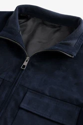Next Kurzmantel Jacke aus Velourskunstleder Dunkelblau/Hellblau
