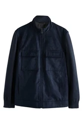 Next Kurzmantel Jacke aus Velourskunstleder Dunkelblau/Hellblau