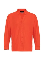 Antioch Blusenshirt Standing Collar Long Sleeve Shirt Orange/Rot
