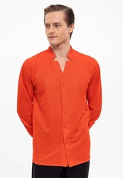 Antioch Blusenshirt Standing Collar Long Sleeve Shirt Orange/Rot