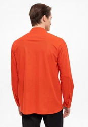 Antioch Blusenshirt Standing Collar Long Sleeve Shirt Orange/Rot
