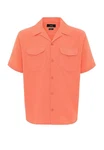 Antioch Blusenshirt Lapel Collar Short Sleeve Shirt Orange
