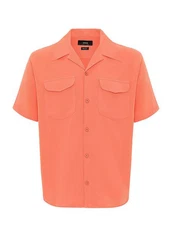Antioch Blusenshirt Lapel Collar Short Sleeve Shirt Orange