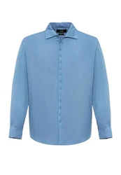 Antioch Blusenshirt Marino Open Collar Relax Fit Long Sleeve Hellblau/Blau