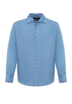 Antioch Blusenshirt Marino Open Collar Relax Fit Long Sleeve Hellblau/Blau