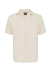 Antioch Blusenshirt Lapel Collar Short Sleeve Shirt Weiß/Beige/Khaki