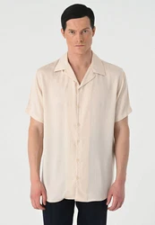 Antioch Blusenshirt Lapel Collar Short Sleeve Shirt Weiß/Beige/Khaki