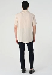 Antioch Blusenshirt Lapel Collar Short Sleeve Shirt Weiß/Beige/Khaki