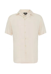 Antioch Blusenshirt Lapel Collar Short Sleeve Shirt Weiß/Beige/Khaki