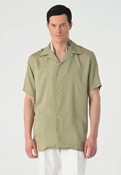 Antioch Blusenshirt Lapel Collar Short Sleeve Shirt Khaki/Grün/Hellgrün/Dunkelgrün/Beige