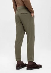 Antioch 7/8 Strandhose High Waist Pleated Casual Trousers Khaki/Dunkelgrün