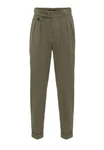 Antioch 7/8 Strandhose High Waist Pleated Casual Trousers Khaki/Dunkelgrün