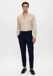Antioch Strandhose High Waist Pleated Casual Trousers Dunkelblau/Blau