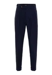 Antioch Strandhose High Waist Pleated Casual Trousers Dunkelblau/Blau