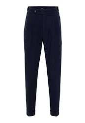 Antioch Strandhose High Waist Pleated Casual Trousers Dunkelblau/Blau