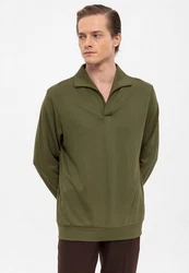 Antioch Sweatshirt Turndown Collar Dunkelgrün/Khaki