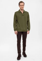 Antioch Sweatshirt Turndown Collar Dunkelgrün/Khaki