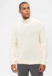 Antioch Sweatshirt Turtleneck Ribbed Jumper Weiß/Beige/Creme/Khaki