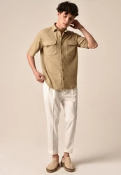 Antioch Blusenshirt Kurzarmshirt Beige/Khaki/Braun